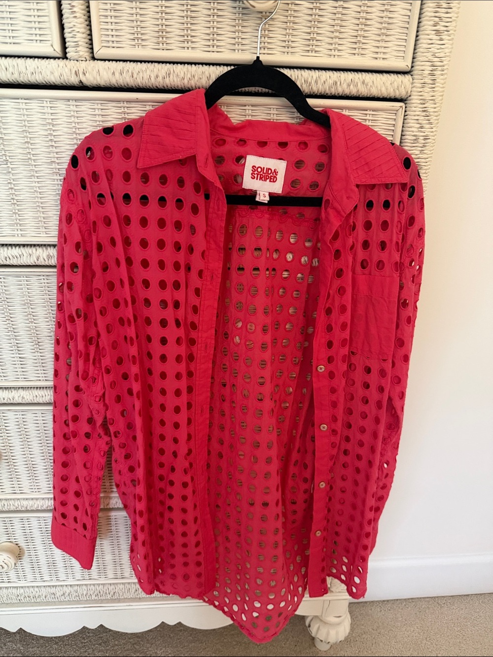 SOLID & STRIPED Pink Eyelet Button-Down Shirt